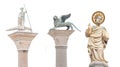 Set of original most famous ancient top sculptures of symbol of Venice at the Piazza San Marco isolated at white background,