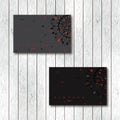 Set of ornamental business cards with leaf mandala, black, grey, red colors, visiting template card. Vintage decorative elements. Royalty Free Stock Photo