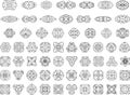 Set of ornamental geometric design elements and page decorations.