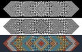 Set with ornamental Gerdan in ethno style Slavic, African folk symbols. Monochrome and multicolored vector image