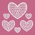 Set of ornamental hearts with lace pattern