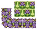 Set of ornaments - decorativ floral border and seamless pattern Royalty Free Stock Photo