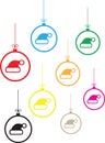 Set of ornaments with Santa Clause hat in different colors Royalty Free Stock Photo