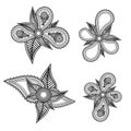 Set of ornate black and white floral design elements with Royalty Free Stock Photo