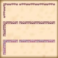 Set of ornate borders with decorative corner elements, vector Royalty Free Stock Photo