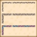 Set of ornate borders with decorative corner elements, vector Royalty Free Stock Photo