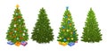 Set of ornate Christmas trees isolated on white background. Vector illustration Royalty Free Stock Photo