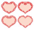 Set of ornate heart frames .