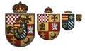 Set of ornate heraldic shields on white background.  High detailed realistic illustration Royalty Free Stock Photo