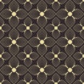 Set of ornate leaves line seamless pattern on brown background geometric elements