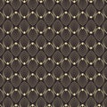 Set of ornate leaves line seamless pattern on brown background geometric elements