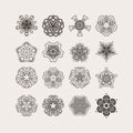 Set of ornate vector mandala symbols. Gothic lace tattoo. Celtic weave with sharp corners. Royalty Free Stock Photo