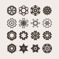 Set of ornate vector mandala symbols. Gothic lace tattoo. Celtic weave with sharp corners. Royalty Free Stock Photo