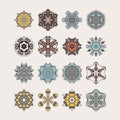 Set of ornate vector mandala symbols. Gothic lace tattoo. Celtic weave with sharp corners. Royalty Free Stock Photo