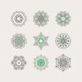 Set of ornate vector mandala symbols. Gothic lace tattoo. Celtic weave with sharp corners. Royalty Free Stock Photo