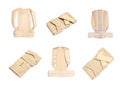 Set with orthopedic corsets on white background Royalty Free Stock Photo