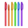 Set os Multi-colored pens isolated on white background. front View from above, vector illustration Royalty Free Stock Photo