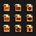 Set OTF file document, MP3, EPS, WMA, HTML, MP4, DLL and SVG icon. Vector Royalty Free Stock Photo