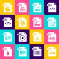 Set OTF file document, WAV, M3U, GIF, AVI, PHP, PPT and TIFF icon. Vector Royalty Free Stock Photo