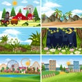A set of outdoor scene including building Royalty Free Stock Photo
