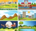 A set of outdoor scene including building Royalty Free Stock Photo