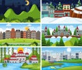 A set of outdoor scene including building Royalty Free Stock Photo
