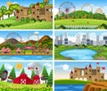 A set of outdoor scene including water Royalty Free Stock Photo