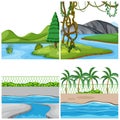 A set of outdoor scene including water Royalty Free Stock Photo