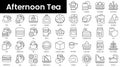 Set of outline afternoon tea icons. Minimalist thin linear web icon set. vector illustration
