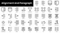 Set of outline alignment and paragraph icons. Minimalist thin linear web icon set. vector illustration Royalty Free Stock Photo