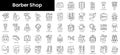 Set of outline barber shop icons. Minimalist thin linear web icon set. vector illustration Royalty Free Stock Photo