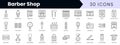 Set of outline barber shop icons. Minimalist thin linear web icon set. vector illustration Royalty Free Stock Photo