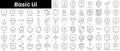 Set of outline basic ui icons. Minimalist thin linear web icon set. vector illustration