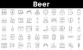 Set of outline beer icons. Minimalist thin linear web icon set. vector illustration Royalty Free Stock Photo