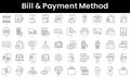 Set of outline bill and payment method icons. Minimalist thin linear web icon set. vector illustration Royalty Free Stock Photo