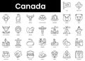 Set of outline canada icons. Minimalist thin linear web icon set. vector illustration