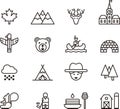 Set of Outline Canada Icons Royalty Free Stock Photo