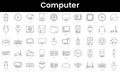 Set of outline communication icons. Minimalist thin linear web icon set. vector illustration