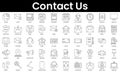 Set of outline contact us icons. Minimalist thin linear web icon set. vector illustration Royalty Free Stock Photo