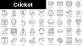 Set of outline cricket icons. Minimalist thin linear web icon set. vector illustration Royalty Free Stock Photo