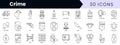 Set of outline crime icons. Minimalist thin linear web icon set. vector illustration Royalty Free Stock Photo