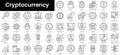 Set of outline cryptocurrency icons. Minimalist thin linear web icon set. vector illustration