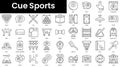 Set of outline cue sports icons. Minimalist thin linear web icon set. vector illustration Royalty Free Stock Photo