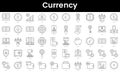 Set of outline currency icons. Minimalist thin linear web icon set. vector illustration