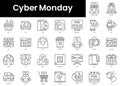Set of outline cyber monday icons. Minimalist thin linear web icon set. vector illustration