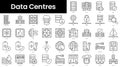 Set of outline data centres icons. Minimalist thin linear web icons bundle. vector illustration