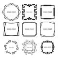 Set of outline decorative vintage frame. Vector illustration. Royalty Free Stock Photo