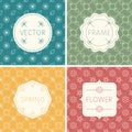 Set of outline design frames on seamless backgrounds with flowers. Royalty Free Stock Photo