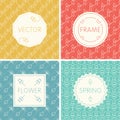 Set of outline design frames on seamless backgrounds with flowers. Royalty Free Stock Photo