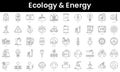 Set of outline ecology and energy icons. Minimalist thin linear web icon set. vector illustration